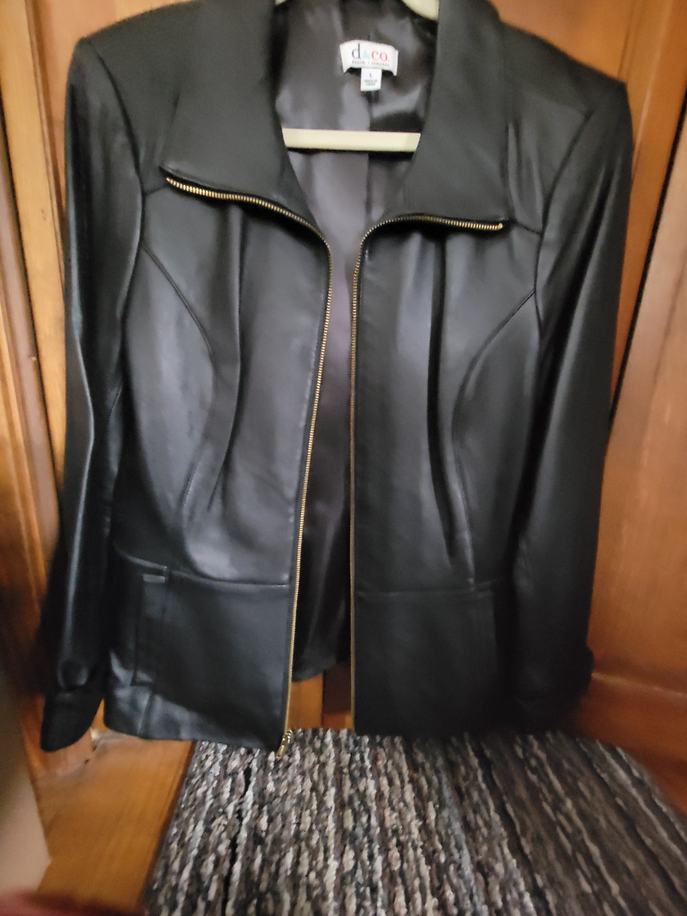 D&Co. Black Leather Zip-Front Women's Jacket